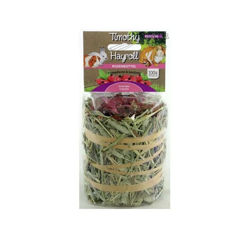 Timothy Hay Roll Rozenbottel 100 gram Beste Prijs